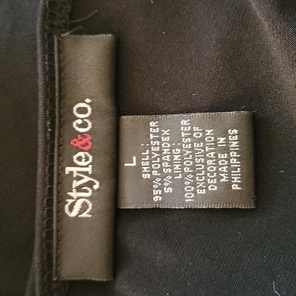 Style & Co V-neck Bubble Lace-Inset Sleeves Little Black Dress - Picture 4 of 6